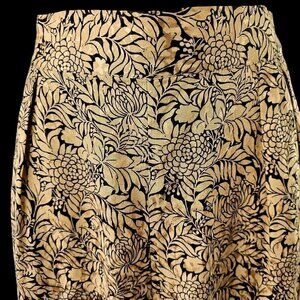 TopShop Jacquard Trousers Wide Leg Crop Gold Black Culottes Hand Pockets Women 4